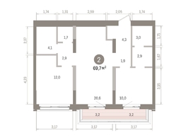 Продается 2-комнатная квартира ЖК Европейский берег, дом 32, 69.74  м&sup2;, 14120000 рублей
