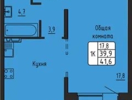 Продается 1-комнатная квартира ЖК Самоцветы, Бирюза дом 3, 41.6  м&sup2;, 4250000 рублей