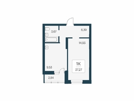 Продается 1-комнатная квартира ЖК Расцветай на Бугринской роще, 37.27  м&sup2;, 5265000 рублей
