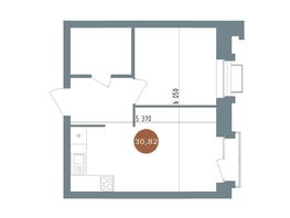 Продается 1-комнатная квартира  19/56 Кварталы Телецентра, 2, 30.7  м&sup2;, 6490000 рублей