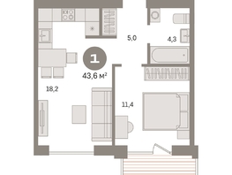 Продается 1-комнатная квартира ЖК Пшеница, дом 2.2, 43.61  м&sup2;, 6100000 рублей