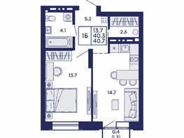 Продается 1-комнатная квартира ЖК Сила леса, корп 1, 40.7  м&sup2;, 7550000 рублей
