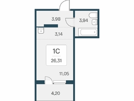 Продается Студия ЖК Эко-квартал на Кедровой, дом 6, 26.31  м&sup2;, 4190000 рублей