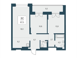 Продается 3-комнатная квартира ЖК Расцветай на Кропоткина, дом 2, 67.5  м&sup2;, 11150000 рублей
