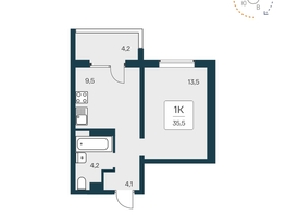Продается 1-комнатная квартира ЖК Квартал Сосновый бор, дом 1, 35.6  м&sup2;, 5100000 рублей