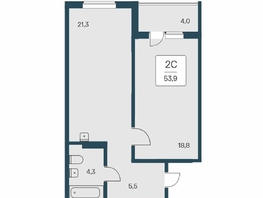 Продается 2-комнатная квартира ЖК Эко-квартал на Кедровой, д 3 сек 1, 53.8  м&sup2;, 6990000 рублей