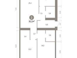 Продается 3-комнатная квартира ЖК Пшеница, дом 5.2, 91.49  м&sup2;, 12980000 рублей