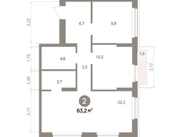 Продается 2-комнатная квартира ЖК Лебедевский квартал, д 1, 63.21  м&sup2;, 10560000 рублей