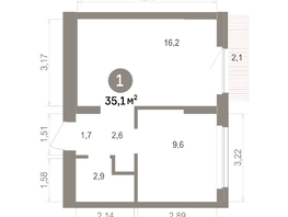 Продается 1-комнатная квартира ЖК Лебедевский квартал, д 1, 35.05  м&sup2;, 6580000 рублей