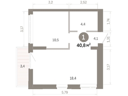 Продается 1-комнатная квартира  Квартал Молодость, дом 1, 40.77  м&sup2;, 6070000 рублей