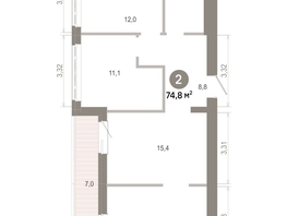 Продается 2-комнатная квартира  Квартал Молодость, дом 1, 74.77  м&sup2;, 11210000 рублей