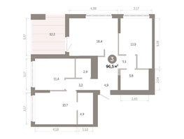 Продается 3-комнатная квартира  Квартал Молодость, дом 1, 96.46  м&sup2;, 14160000 рублей
