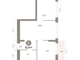 Продается 2-комнатная квартира  Квартал Молодость, дом 1, 51.44  м&sup2;, 7700000 рублей