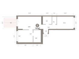 Продается 2-комнатная квартира  Квартал Молодость, дом 1, 71.07  м&sup2;, 11180000 рублей
