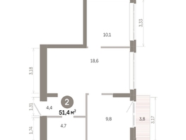 Продается 2-комнатная квартира  Квартал Молодость, дом 1, 51.42  м&sup2;, 7560000 рублей