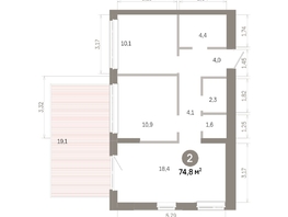 Продается 2-комнатная квартира  Квартал Молодость, дом 1, 74.82  м&sup2;, 11030000 рублей