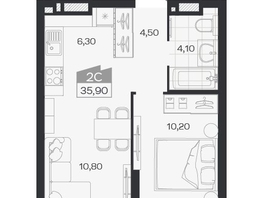 Продается 2-комнатная квартира ЖК Ясный берег, дом 33, 35.9  м&sup2;, 6730000 рублей