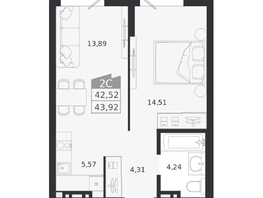 Продается 2-комнатная квартира ЖК Ясный берег, дом 20, 43.92  м&sup2;, 8323000 рублей
