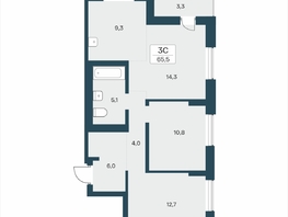 Продается 3-комнатная квартира ЖК Расцветай на Учительской, 65.5  м&sup2;, 9750000 рублей