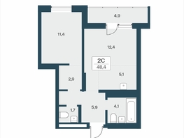 Продается 2-комнатная квартира ЖК Расцветай на Учительской, 48.4  м&sup2;, 7400000 рублей