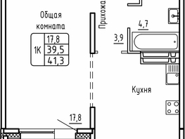 Продается 1-комнатная квартира ЖК Самоцветы, Бирюза дом 1, 41.3  м&sup2;, 5812971 рублей