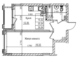 Продается 1-комнатная квартира ЖК Чернышевский, корп 3.3, 35.3  м&sup2;, 6850000 рублей