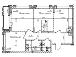 Продается 3-комнатная квартира ЖК Чернышевский, корп 3.3, 63.4  м&sup2;, 11900000 рублей