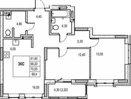 Продается 2-комнатная квартира ЖК Автограф, 66.2  м&sup2;, 9199000 рублей