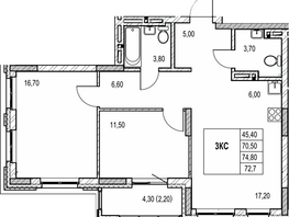 Продается 2-комнатная квартира ЖК Автограф, 70.5  м&sup2;, 10100000 рублей