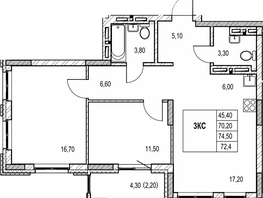 Продается 2-комнатная квартира ЖК Автограф, 70.2  м&sup2;, 10300000 рублей