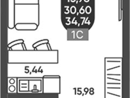 Продается Студия ЖК Ермак, 30.6  м&sup2;, 5250000 рублей