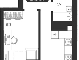 Продается 1-комнатная квартира ЖК Черемушки на Приморской, 39.1  м&sup2;, 6045000 рублей