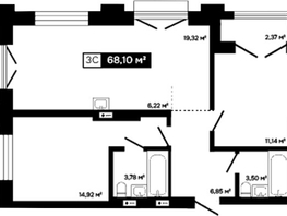 Продается 2-комнатная квартира ЖК Платина, 65.73  м&sup2;, 20744000 рублей