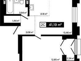 Продается 2-комнатная квартира ЖК Платина, 38.95  м&sup2;, 14225000 рублей