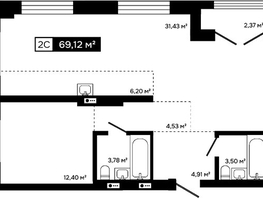 Продается 2-комнатная квартира ЖК Платина, 66.75  м&sup2;, 21400000 рублей