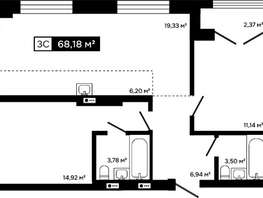 Продается 2-комнатная квартира ЖК Платина, 65.81  м&sup2;, 21438000 рублей