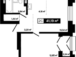 Продается 2-комнатная квартира ЖК Платина, 38.95  м&sup2;, 14025000 рублей