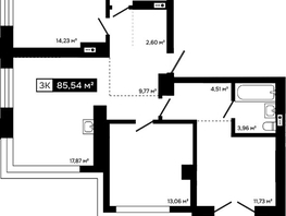 Продается 3-комнатная квартира ЖК Платина, 81.68  м&sup2;, 28009000 рублей