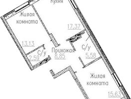 Продается 2-комнатная квартира ЖК Пегас, 63.15  м&sup2;, 12238000 рублей