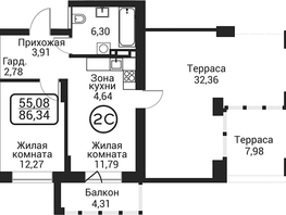 Продается 2-комнатная квартира ЖК Пегас, 41.69  м&sup2;, 13935000 рублей