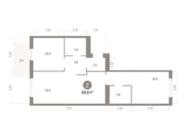 Продается 2-комнатная квартира ЖК Пшеница, дом 5.2, 68.61  м&sup2;, 9450000 рублей