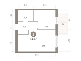 Продается 1-комнатная квартира ЖК Пшеница, дом 5.2, 44.36  м&sup2;, 6340000 рублей