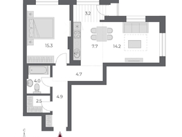 Продается 2-комнатная квартира ЖК ОСКАР, дом 2, 56.5  м&sup2;, 10570000 рублей