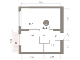 Продается 1-комнатная квартира ЖК Пшеница, 6.1, 39.64  м&sup2;, 6620000 рублей