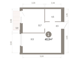 Продается 1-комнатная квартира ЖК Город на озере, 40.89  м&sup2;, 8800000 рублей
