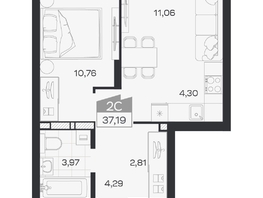 Продается 2-комнатная квартира ЖК Квартал 54, дом 1, 37.19  м&sup2;, 6910000 рублей