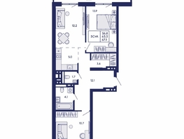 Продается 3-комнатная квартира ЖК Горизонт, дом 2, 67.1  м&sup2;, 10300000 рублей