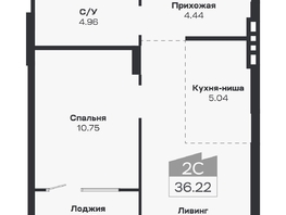 Продается 2-комнатная квартира ЖК Базилик, дом 2, 36.22  м&sup2;, 5991000 рублей