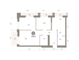 Продается 3-комнатная квартира ЖК Город на озере, 77.43  м&sup2;, 16160000 рублей