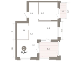 Продается 2-комнатная квартира ЖК Город на озере, 66.3  м&sup2;, 15050000 рублей